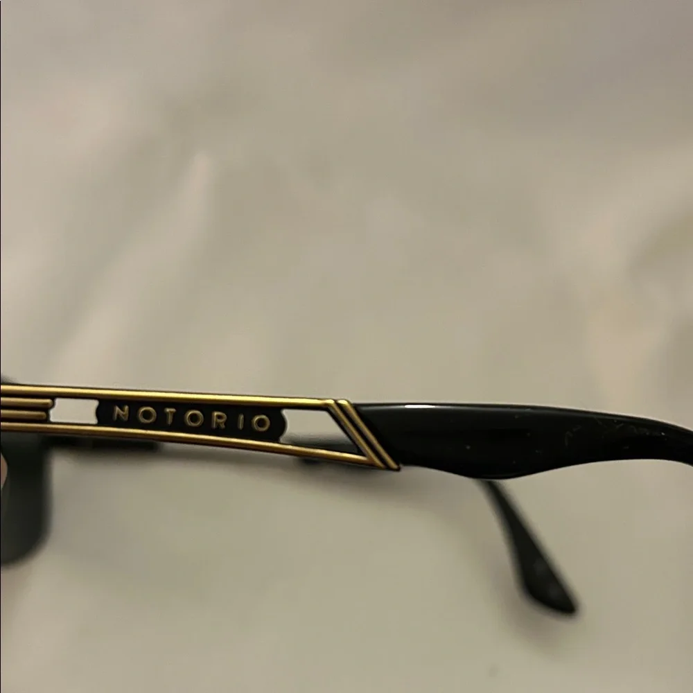 Vintage Notorio N125 Black and Gold Sunglasses. New